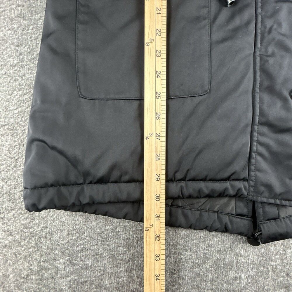 ZARA WOMAN Faux Fur Lined Parka Women’s Sz Medium Black Hooded Full Zip Pockets - Picture 10 of 11